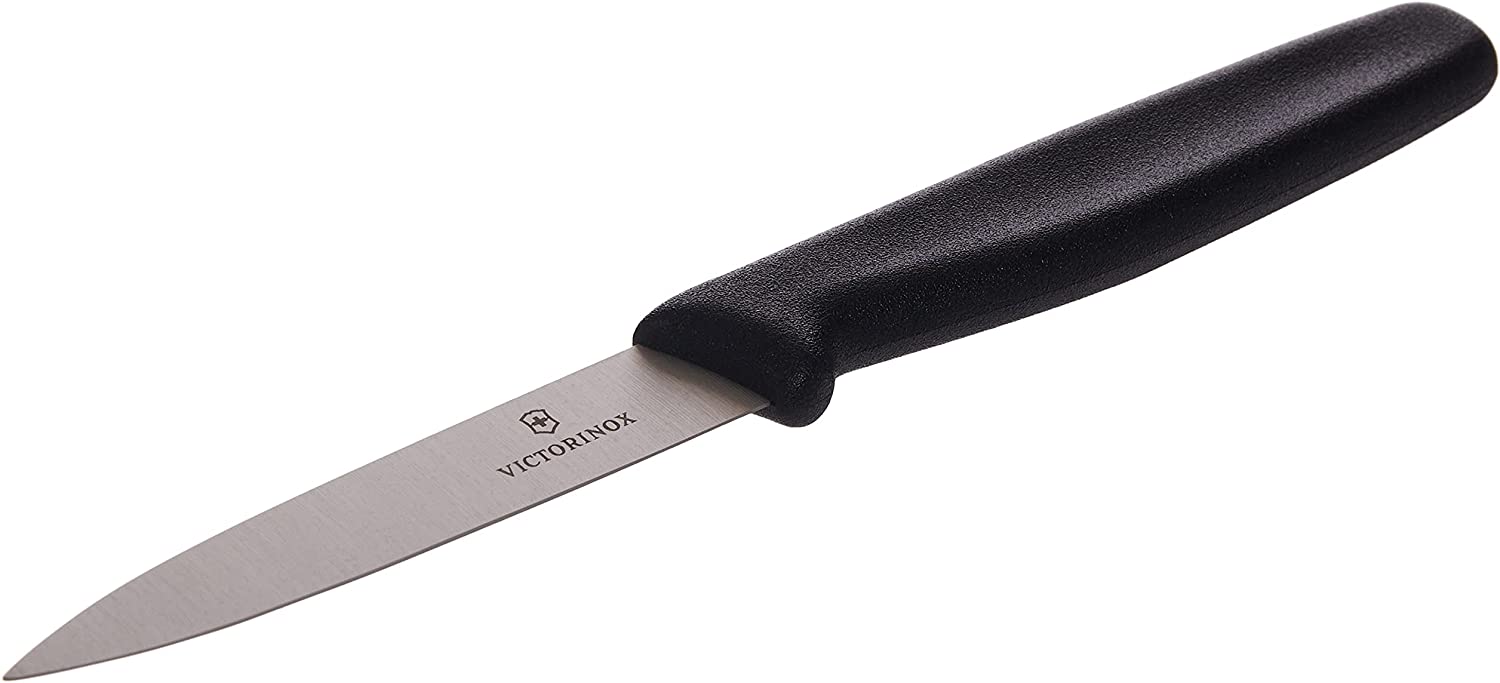 Victorinox Standard Vegetable Knife, 8 cm, Middle Point, Blade Guard, Dishwasher Safe, Black