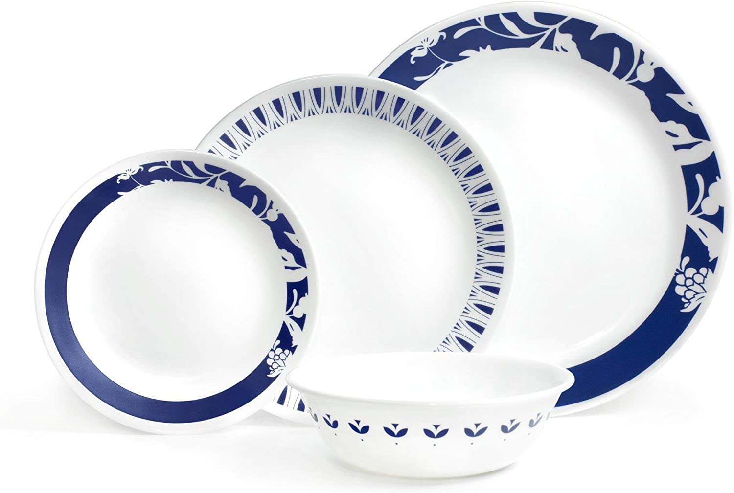 Corelle Blue MAVI and Resistant to Dinner Set, Glass, Pack of 16