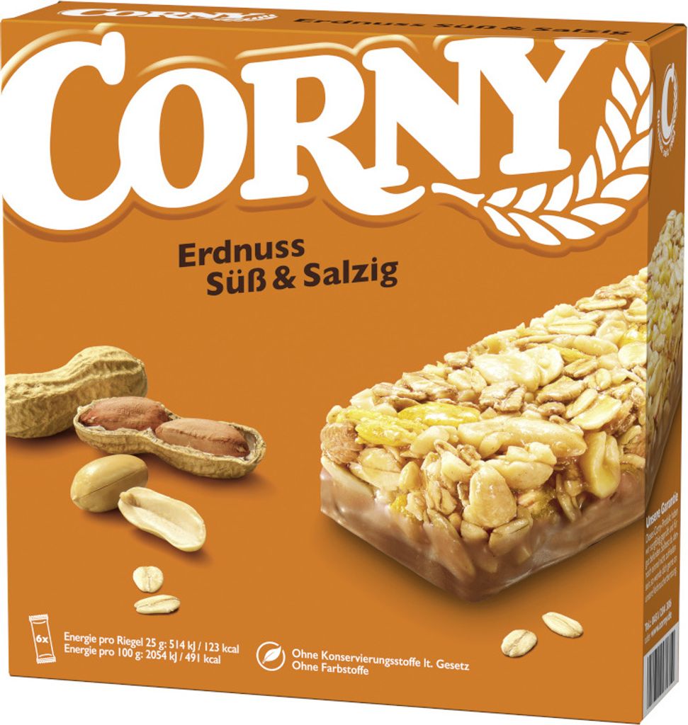 Corny Classic Süß & Salzig Erdnuss Müsliriegel, 6x25g