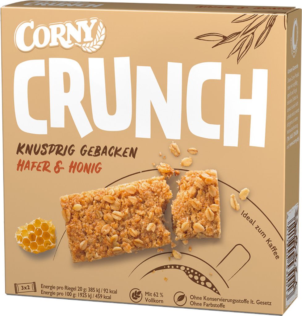 Corny CRUNCH Hafer & Honig  Müsliriegel, 6x20g