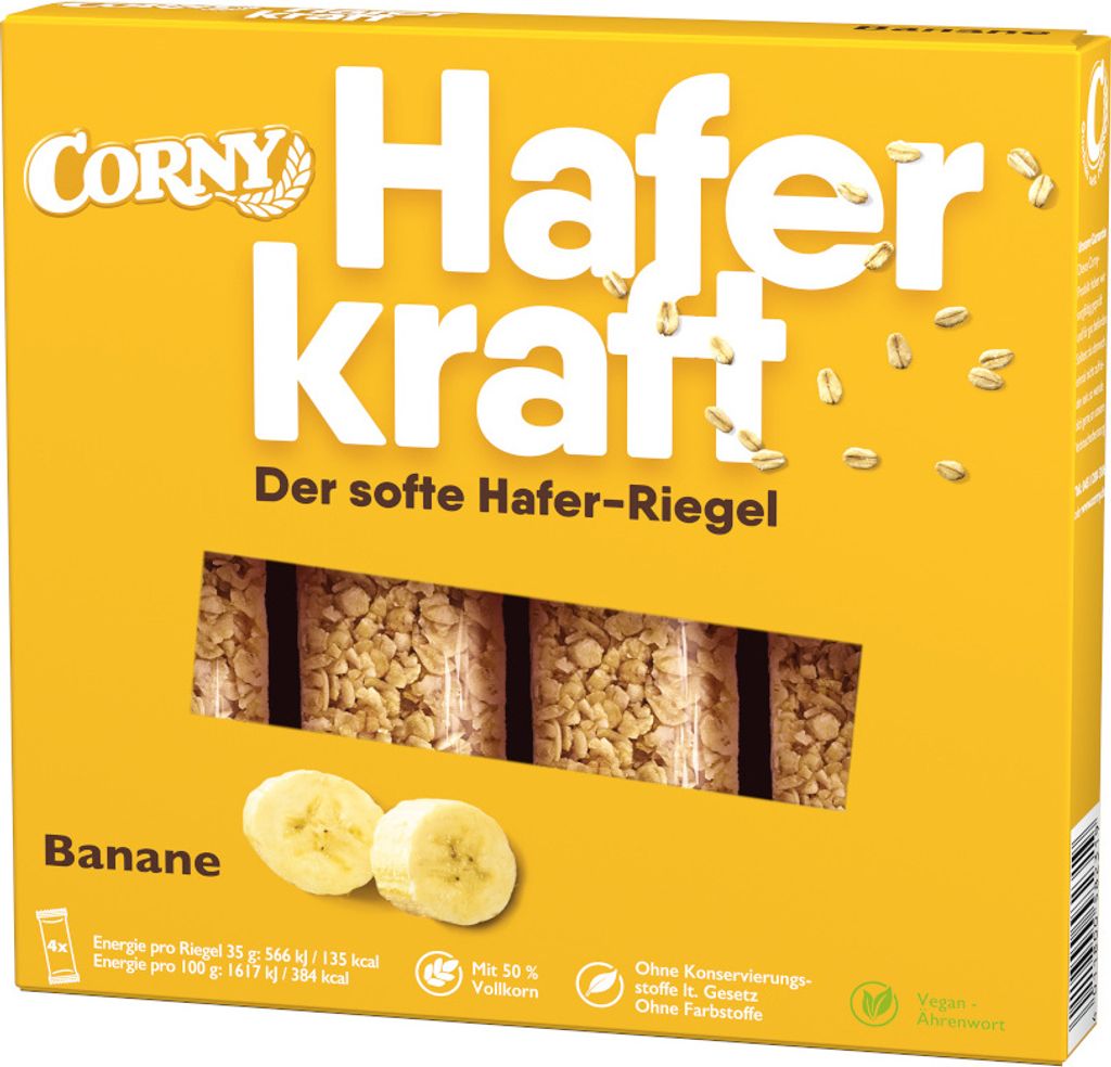 Corny HAFERKRAFT Banane Müsliriegel , 4x35g