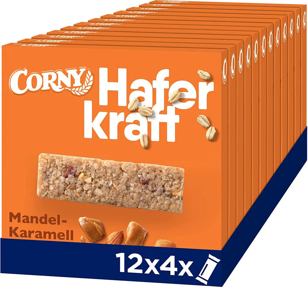 Corny Haferkraft Mandel Karamell Riegel verpackt 140g 12er Pack