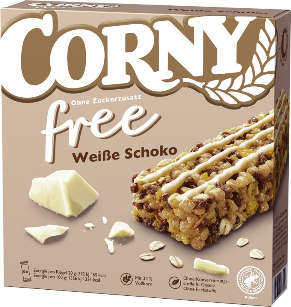 Corny Müsliriegel FREE Weiße Schokolade, 6x20g