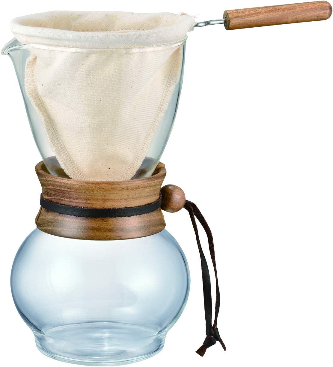 Hario 480ml Heatproof Glass and Wood Drip Pot Woodneck Pourover Coffee Maker, Pack of 1, Clear