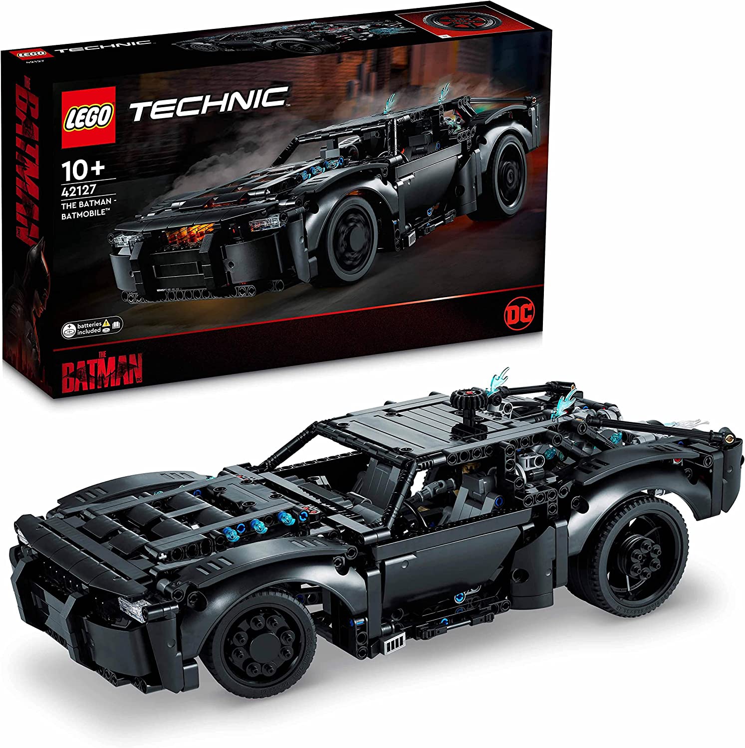 LEGO 42127 Technic BATMANS BATMOBIL Toy Car, Model Car Kit from the Batman Movie of 2022 with Luminous Stones, Christmas Gift for Children