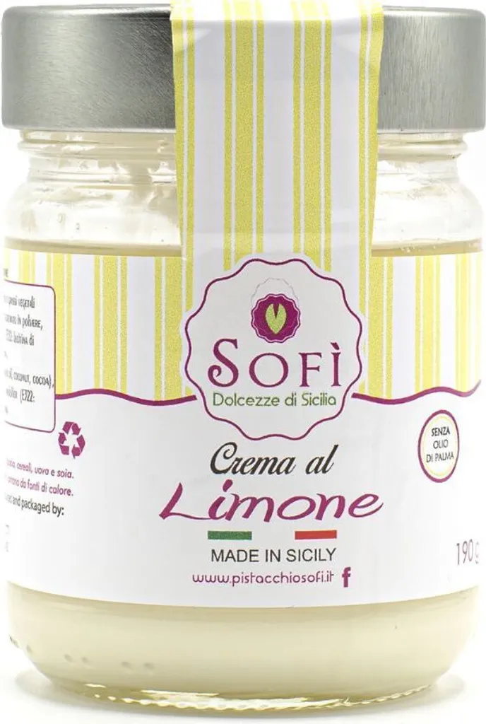 Crema al Limone, Weiße Creme Zitrone, ohne Palmöl, 190g, Sofì - Dolcezze di Sicilia