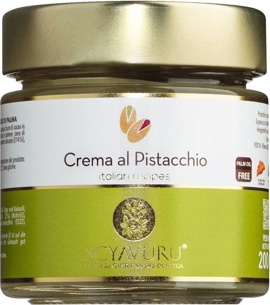 Crema al Pistacchio, süße Pistaziencreme ohne Palmöl, 200g, Scyavuru