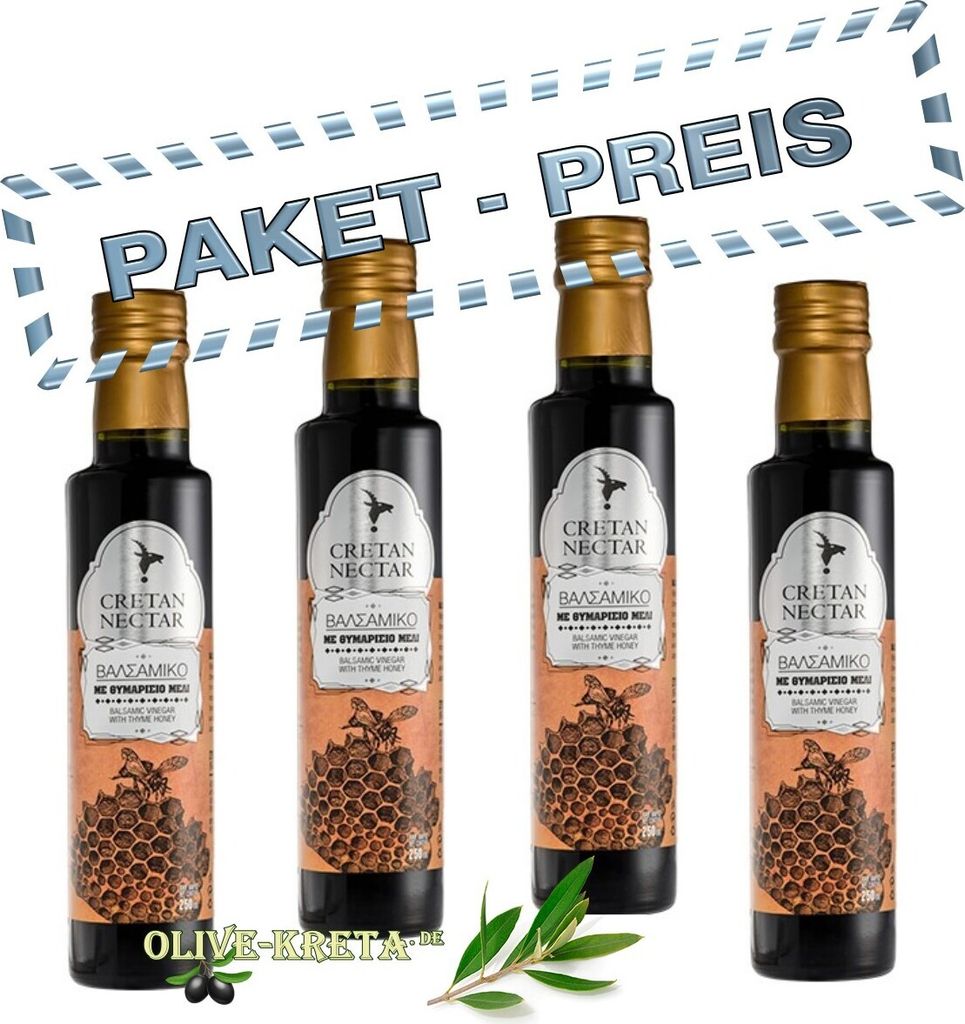 CRETAN NECTAR 01012 - 4 x 250ml Balsamic Vinegar with Honey from Chania Crete