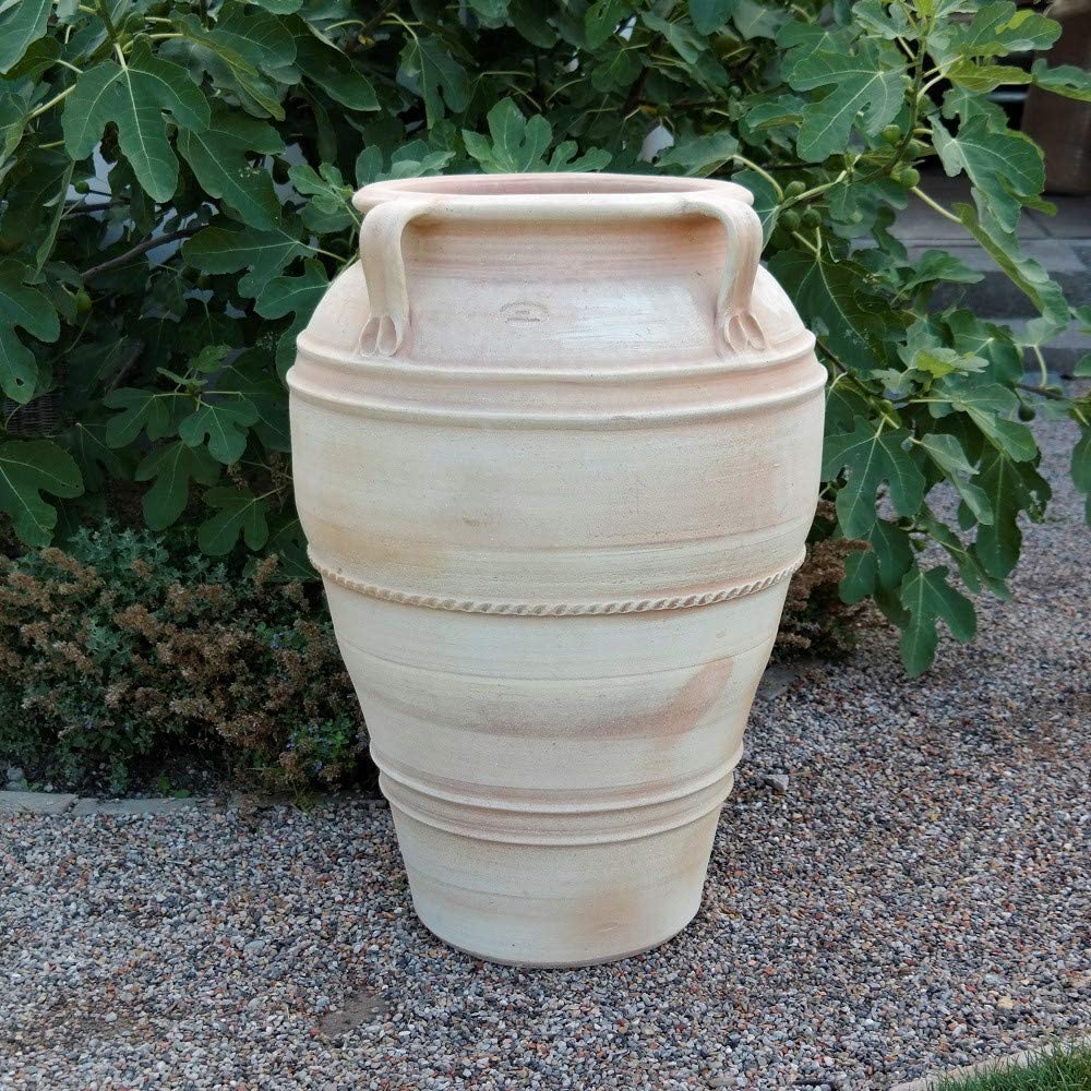 Crete Ceramic Mediterranean Amphora With Handle, Handmade From Real Terraco