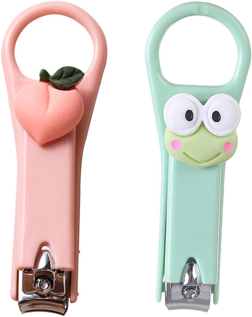 JOCXZI Nail Clippers Set - 2 Pieces Nail Clippers Straight, Clippers for Fingernails, Nail Clippers Sharp, Nail Cutter for Women, Girls and Children (Green/Pink)