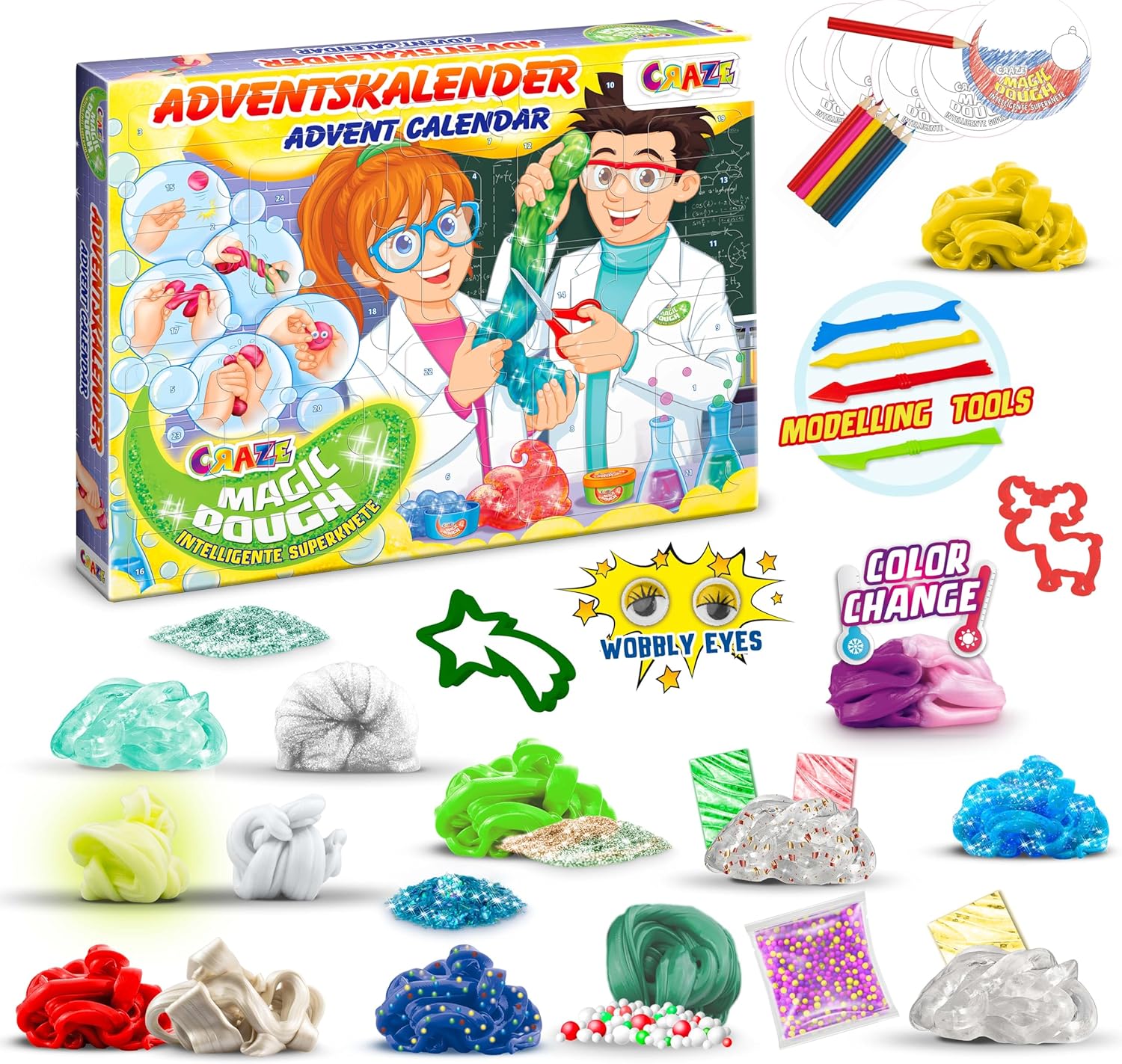 MAGIC DOUGH Advent Calendar for Children - Toy Advent Calendar with Clay, 24 Great Surprises with Intelligent Super Clay