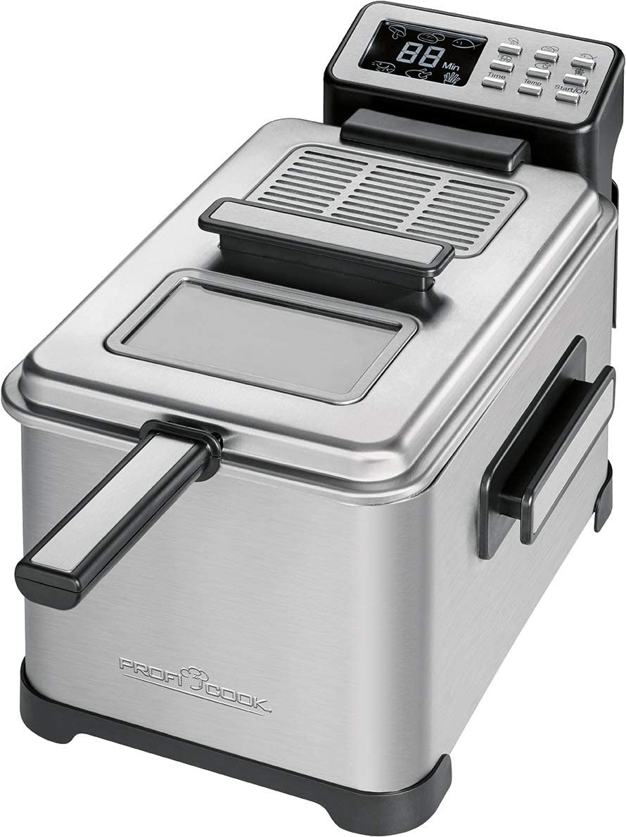 Profi Cook PC FR 1088 Cool Zone Fryer with Viewing Window, LCD Display 6 Electric Adjustable Chip 2500 W, 4 L, black/stainless steel