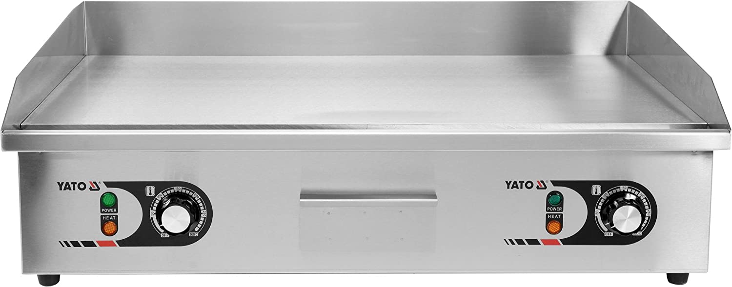 YATO Professional XXL Gastro Electric Grill Plate 73 x 42 cm Smooth 4400 Watt (2 x 2.2 kW) Griddle Plate Roasting Dish Grill Indutrie Snack