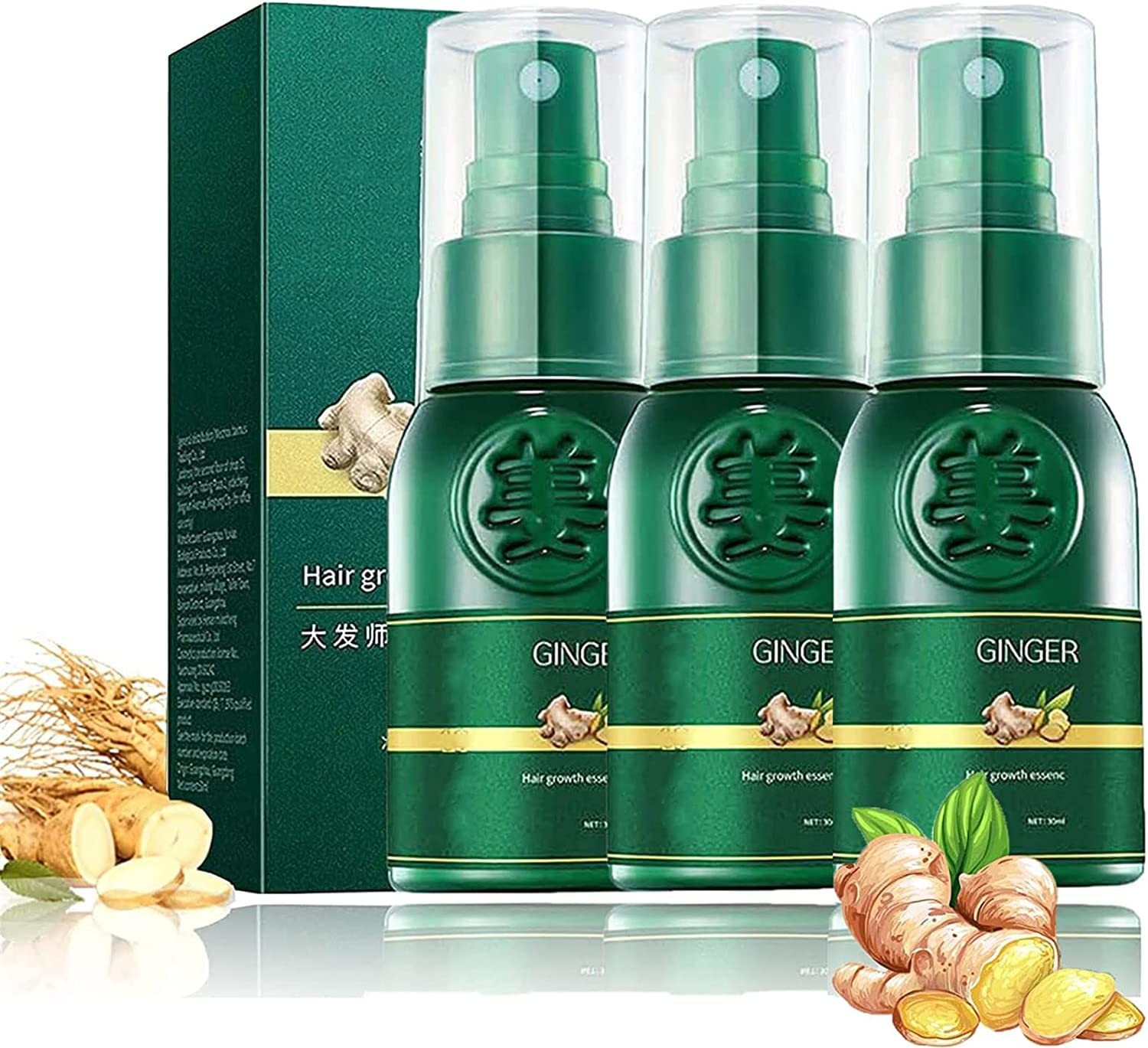 Endxedio HyunGang Korean Ginseng Hair Regrowth Serum Spray, 30 ml Hair Regrowth Essence, 7 Days Ginger Hair Growth Spray Serum, Hair Growth Ginger Spray for Women and Men (3 Pieces), pieces.