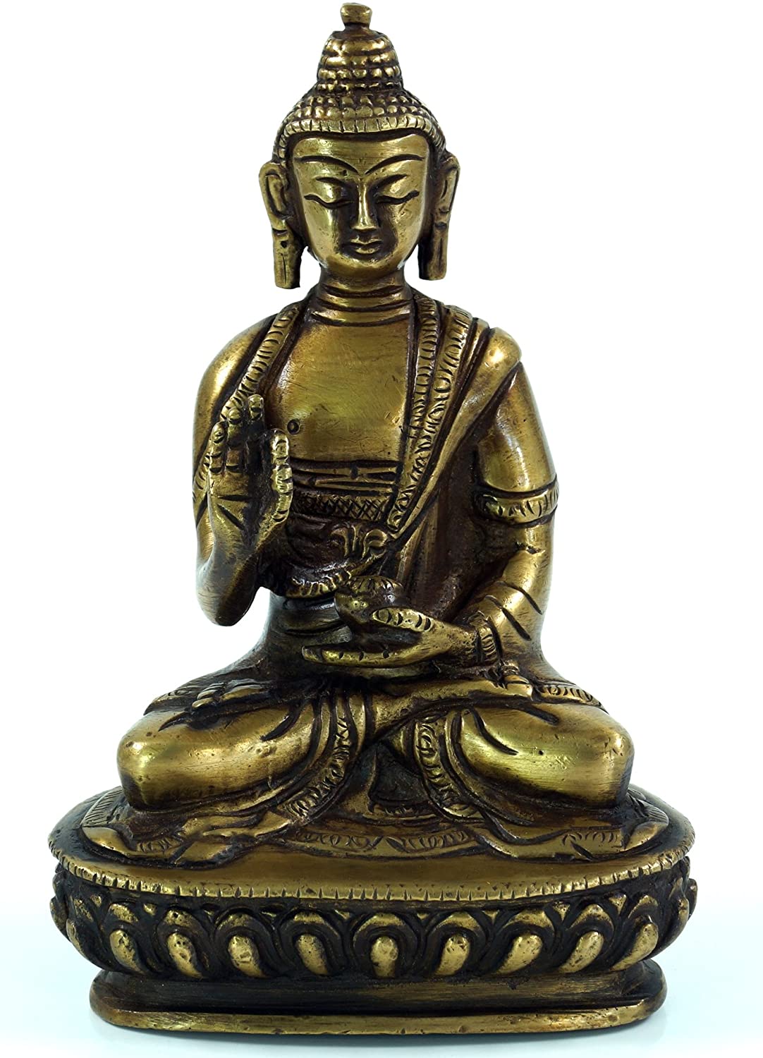 GURU SHOP Buddha Statue Brass Abhaya Mudra 14 cm Model 1 Gold Buddha