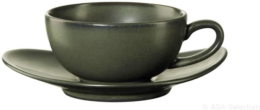 ASA Cuba Verde Collection Dark Green Stoneware Cup with Saucer, 0.16 L, 1238442