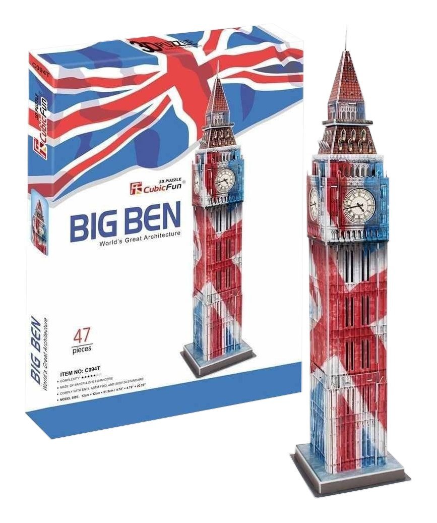 Cubic Fun 3D Puzzle Big Ben Elizabeth Tower London England Country Colours
