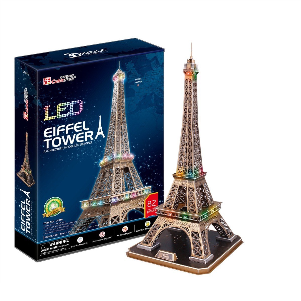 Cubicfun L091H – 3D Puzzle Eiffel Tower With Led Paris, France