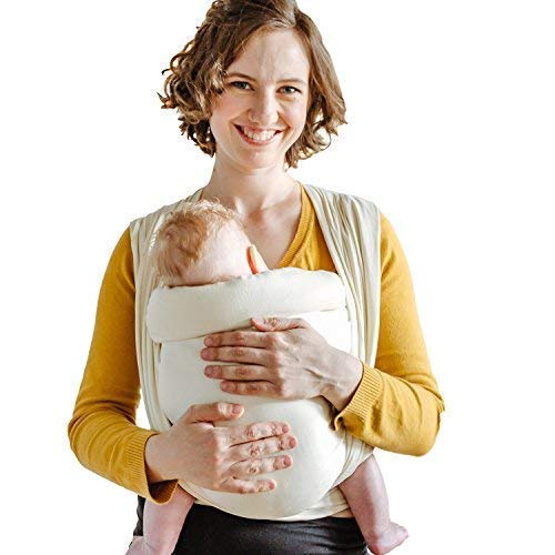 Shabany® Baby Sling - 100% Organic Cotton - Baby Belly Carrier for Newborns Toddlers up to 15 kg - Woven - Includes Baby Wrap Carrier Instructions - Beige (dances)