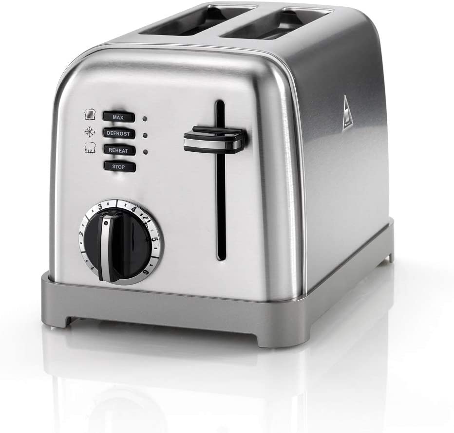 Cuisinart 2-slot toaster made of stainless steel with 6 browning levels and stop function, defrosting function, warm-up function and bagel function, retro, American style