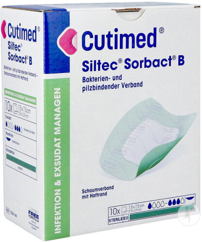 Cutimed Siltec Sorbact B plasters 7.5x7.5cm 10 pieces