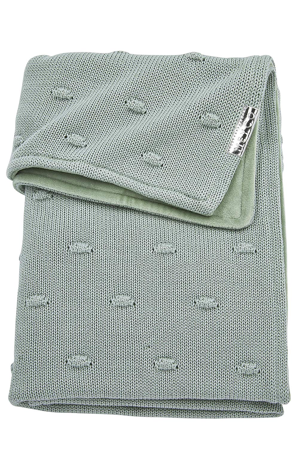 Meyco 2754053 Winter Knitted Blanket with Velour and Knot 100 x 150 cm Stone Green