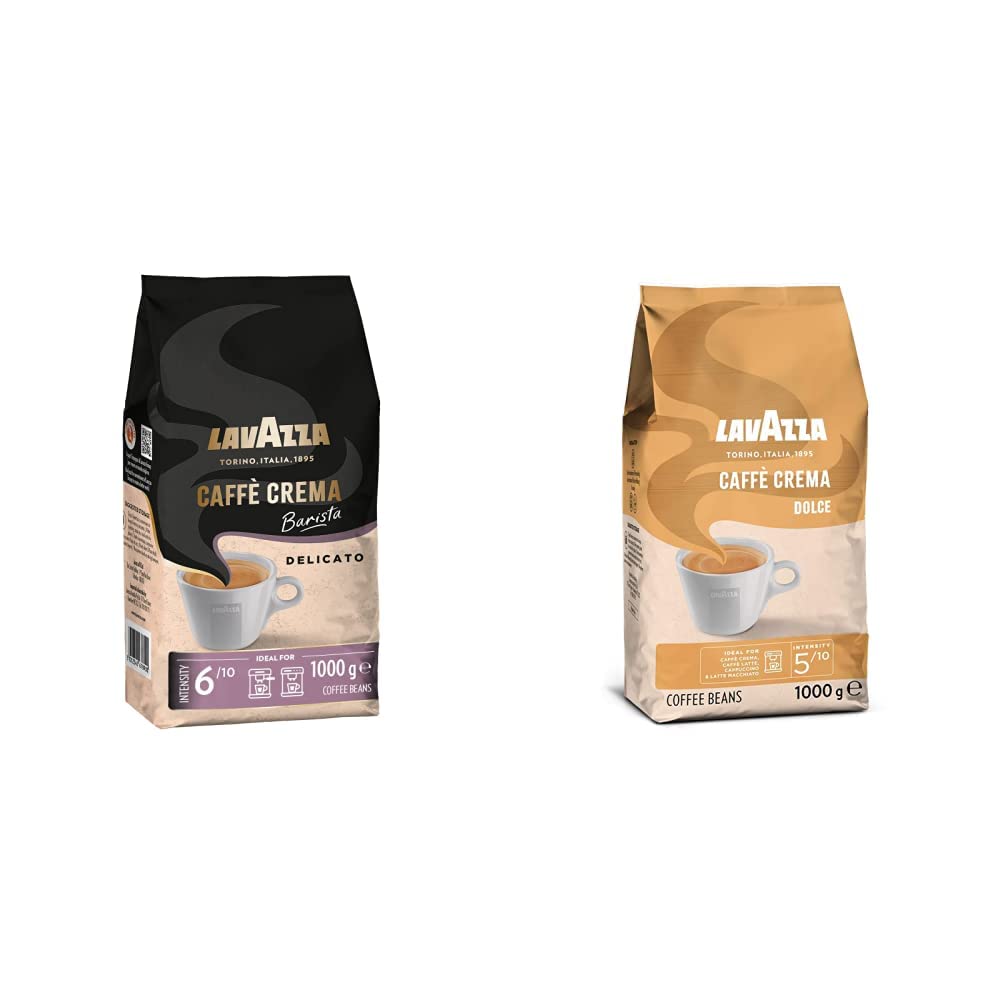 Lavazza &, Caffè Crema Dolce, Arabica and Robusta coffee beans, ideal for espresso machines, with aromanes of dried fruit, nutty taste, intensity 5/10, medium roasting, 1 kg pack