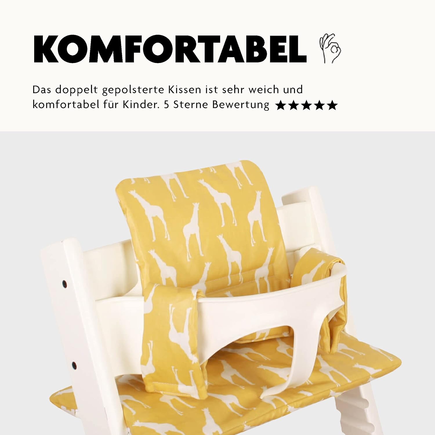 Ukje Seat Cushion for Stokke Tripp Trapp High Chair, Many Colours and Patterns, Handmade in Europe, Suitable as Stokke Tripp Trapp Seat Cushion, Washable, Stokke Seat Cushion