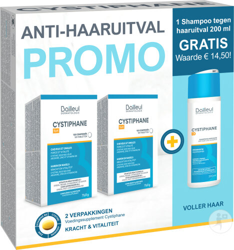 Cystiphane Hair and Nails Promopack 2x120 Tablets + Anti-Hair Loss Shampoo Free 200ml