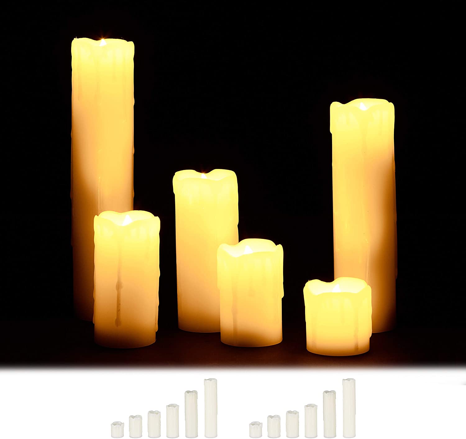 12 X Led Candle Set Real Wax Flameless Electric Candles Flickering Battery 