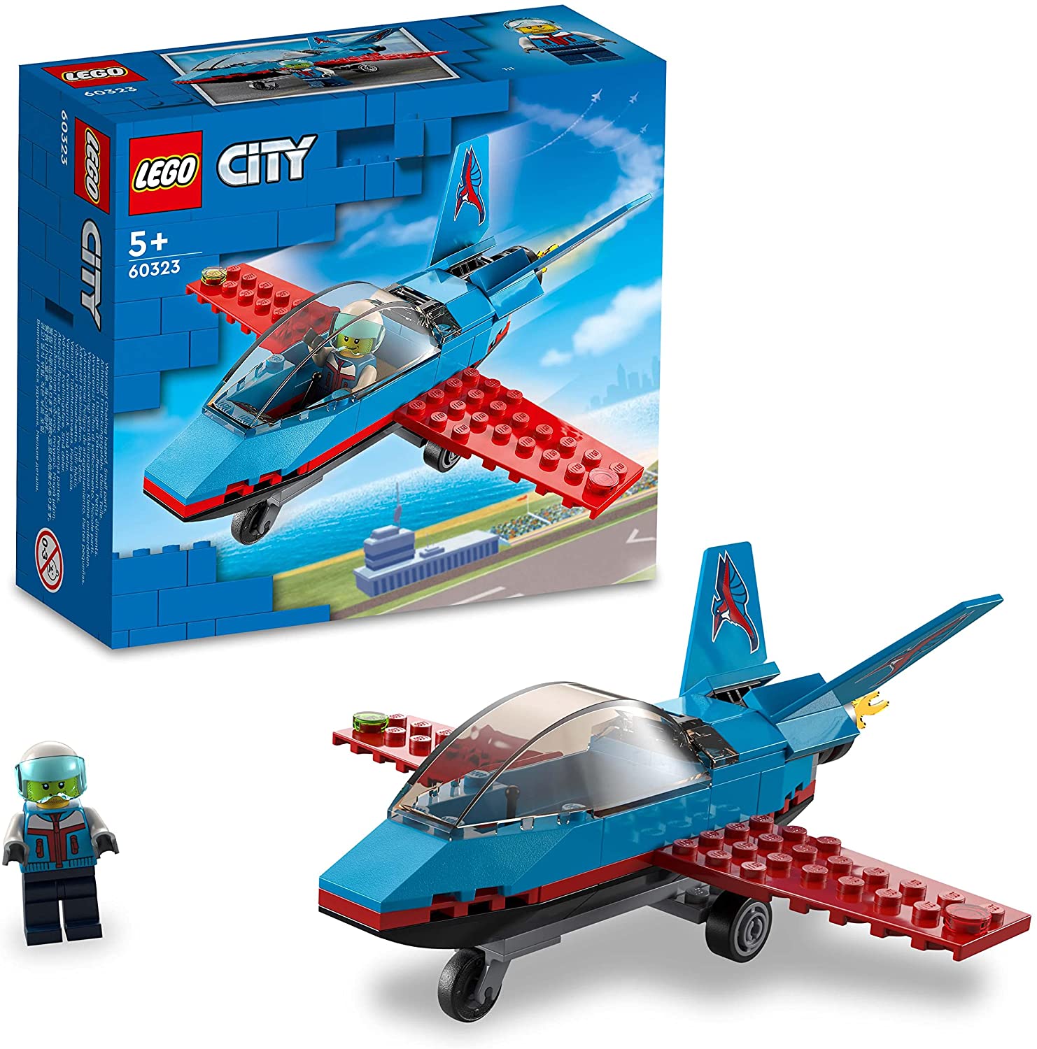 LEGO 60323 City Stuntflugzeug, Kunstflugzeug, Flugzeug Spielzeug mit Pilote