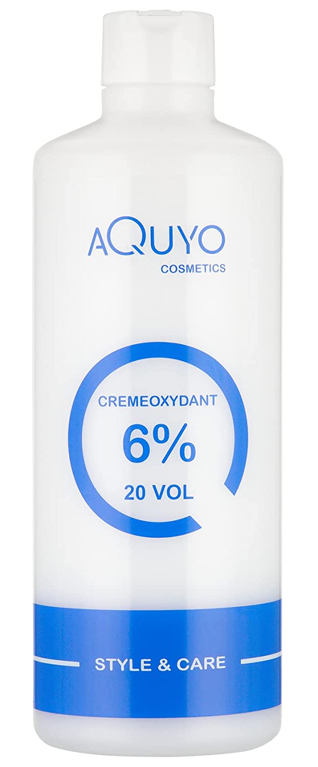 AQUYO Creme Oxydant Developer 6% 500 ml (20 Volumes) for Hair Colouring, Hair Dye or Bleaching Oxidation Cream with Hydrogen Peroxide H2O2 Oxidant is Free from Fragrances