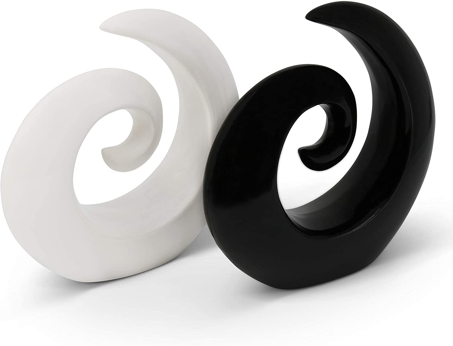 MeloDesign FeinKnick Stylish pair of sculptures made of ceramic, modern decoration in black and white, modern decoration, each 16 cm high