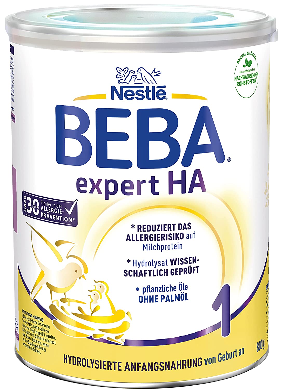 Nestlé BEBA EXPERT HA 1 Hydrolysierte Anfangsnahrung für Babys mit erhöhtem Allergie-Risiko, Baby-Milchpulver von Geburt an, 1er Pack (1 x 800g)