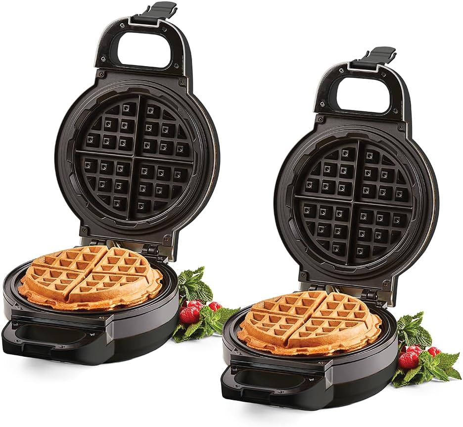 PowerXL Waffle Star - Waffle Iron for Filled Waffles - Pack of 2 - 18 cm - Non-Stick Coating - Waffle Maker with Anti-Drip Groove - Savoury & Sweet Waffles - Waffles Made of Vegetables, Pizza or