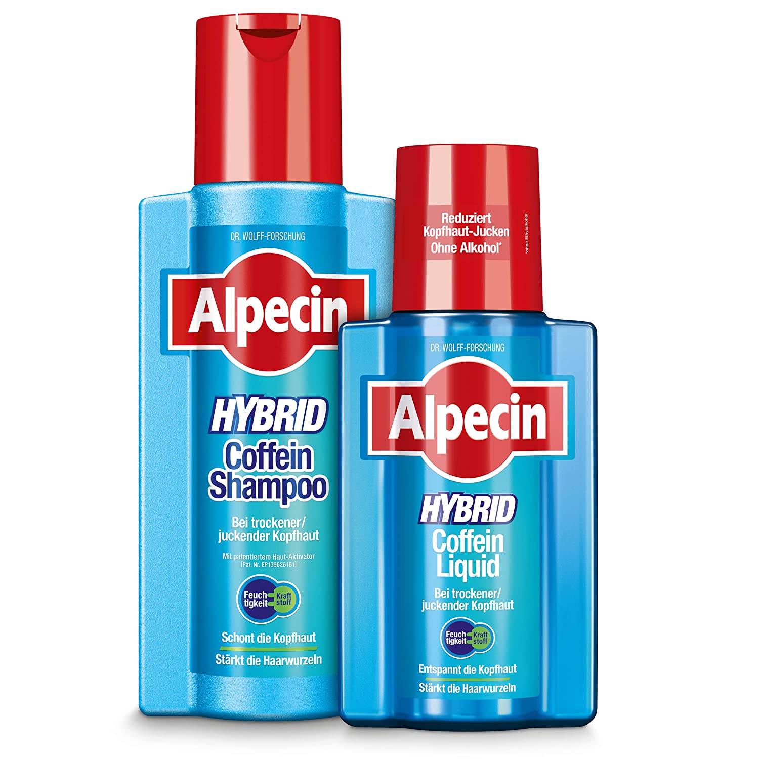 Alpecin Hybrid Caffeine Shampoo & Hybrid Caffeine Liquid Set - 1 x 250ml + 1 x 200ml - Moisturising Hair Shampoo for Men for Dry/Itchy Scalp