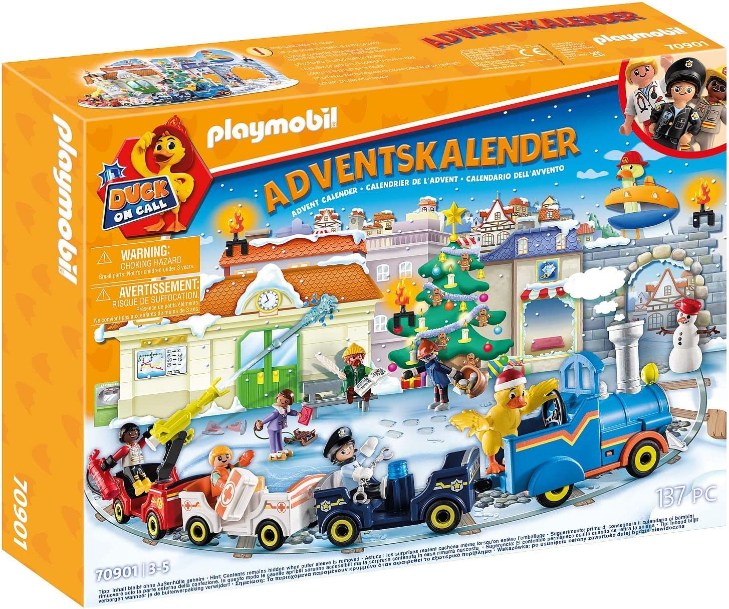 PLAYMOBIL Advent Calendar 2022 70901 Duck On Call Including Toy Engine with Carriages, Toy for Children from 3 Years