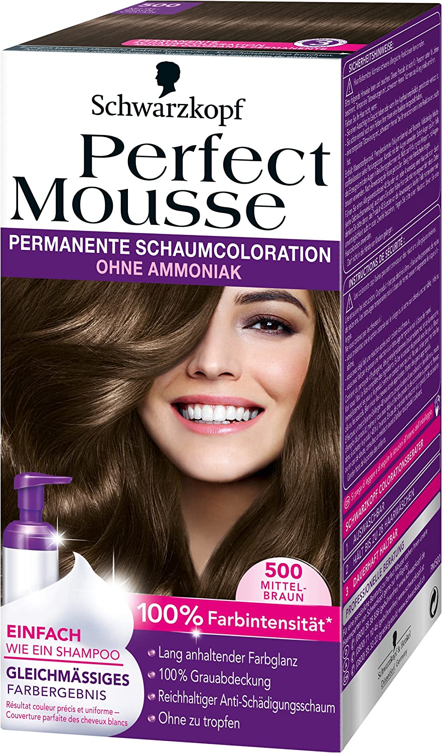 Perfect Mousse Permanent Foam Color 500 Medium Brown Pack of 3, ‎500