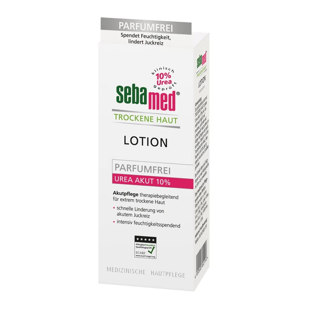 Sebamed 10% Urea Acute Lotion for Dry Skin - Perfume -Free Moisturising Lotion with Sweet Almond Oil for Men And Women - Noticably Relieves Itching and Helps Smooth Dry Skin 200 ml