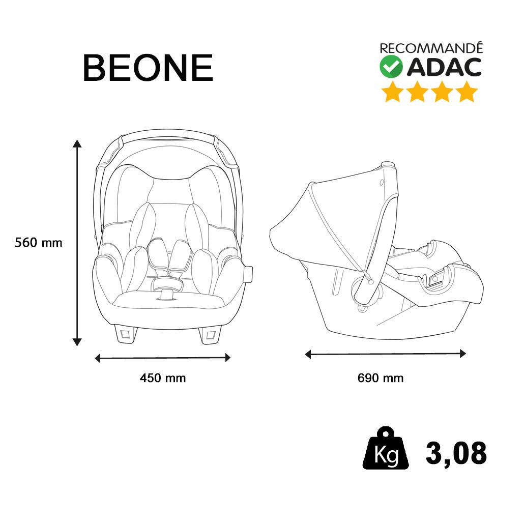 Nania Beone Group 0+ Car Seat with Side Protection 4 Star Adac Linea 0-13 kg Blue