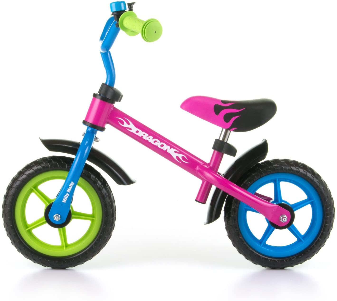 Milly Mally 4805 Children's Balance Bike 10 Inch Wheels with Bell, multicol