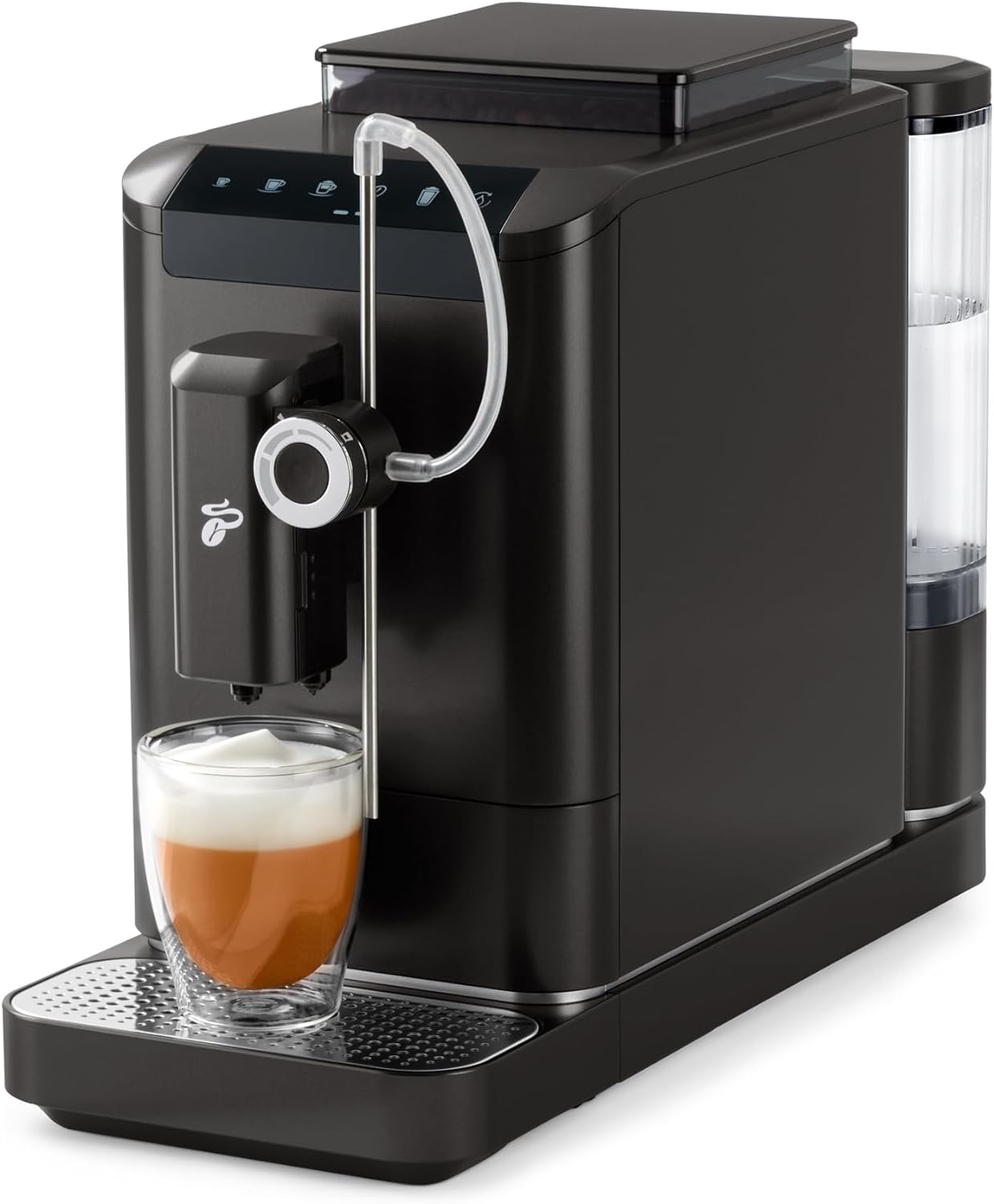 Tchibo Esperto2 Milk Fully Automatic Coffee Machine with One-Touch Milk Function and 2 Cup Function for Espresso, Caffè Crema, Cappuccino and Milk Froth, Granite Black