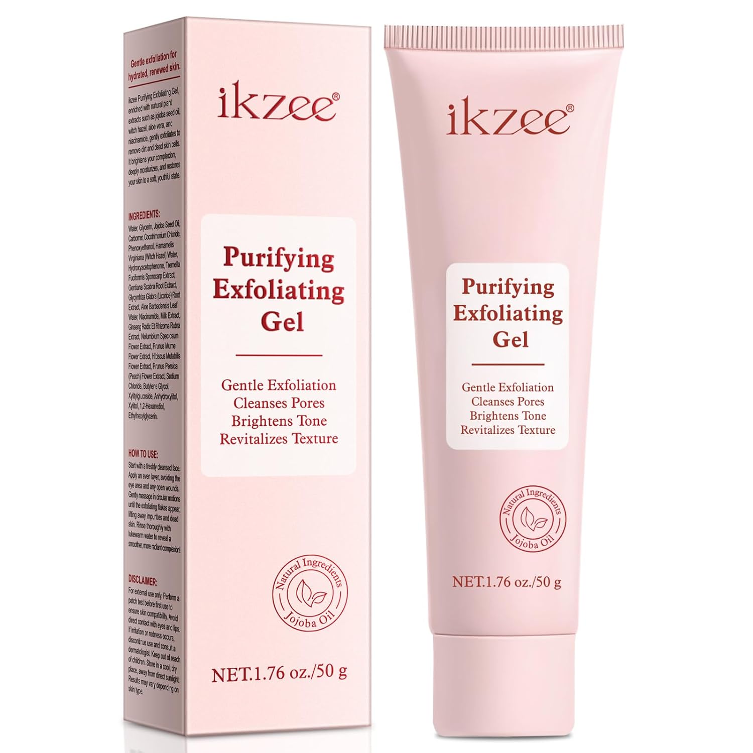 Purifying Exfoliating Gel - Exfoliating Face Women with Jojoba Oil & Natural Ingredients | Cleans Pores, Revitalises Texture | Chemical Exfoliation Face Gentle Exfoliation - 1.76 oz