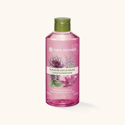 Yves Rocher LES PLAISIRS NATURE Shower Bath Lotus Blossom Sage, Aroma Foam Bath & Nourishing Shower Gel, 1 x Bottle 400 ml