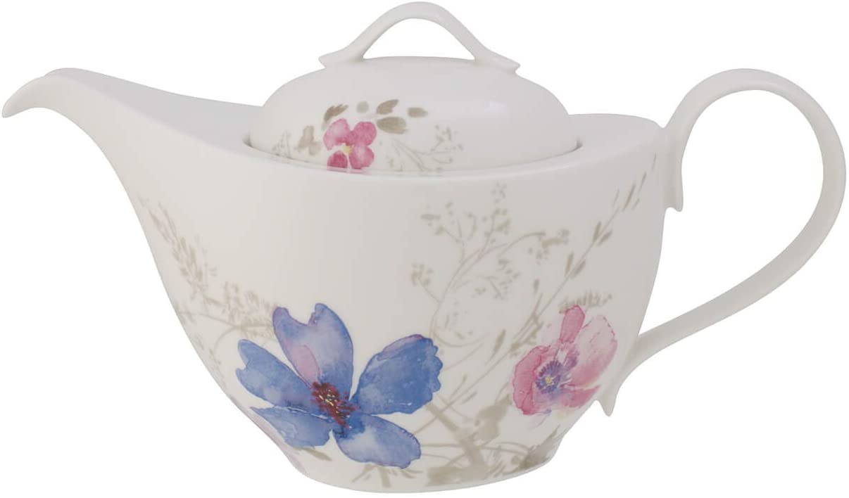 Villeroy & Boch 1 Litre Premium Porcelain Mariefleur Gris Basic Teapot, White