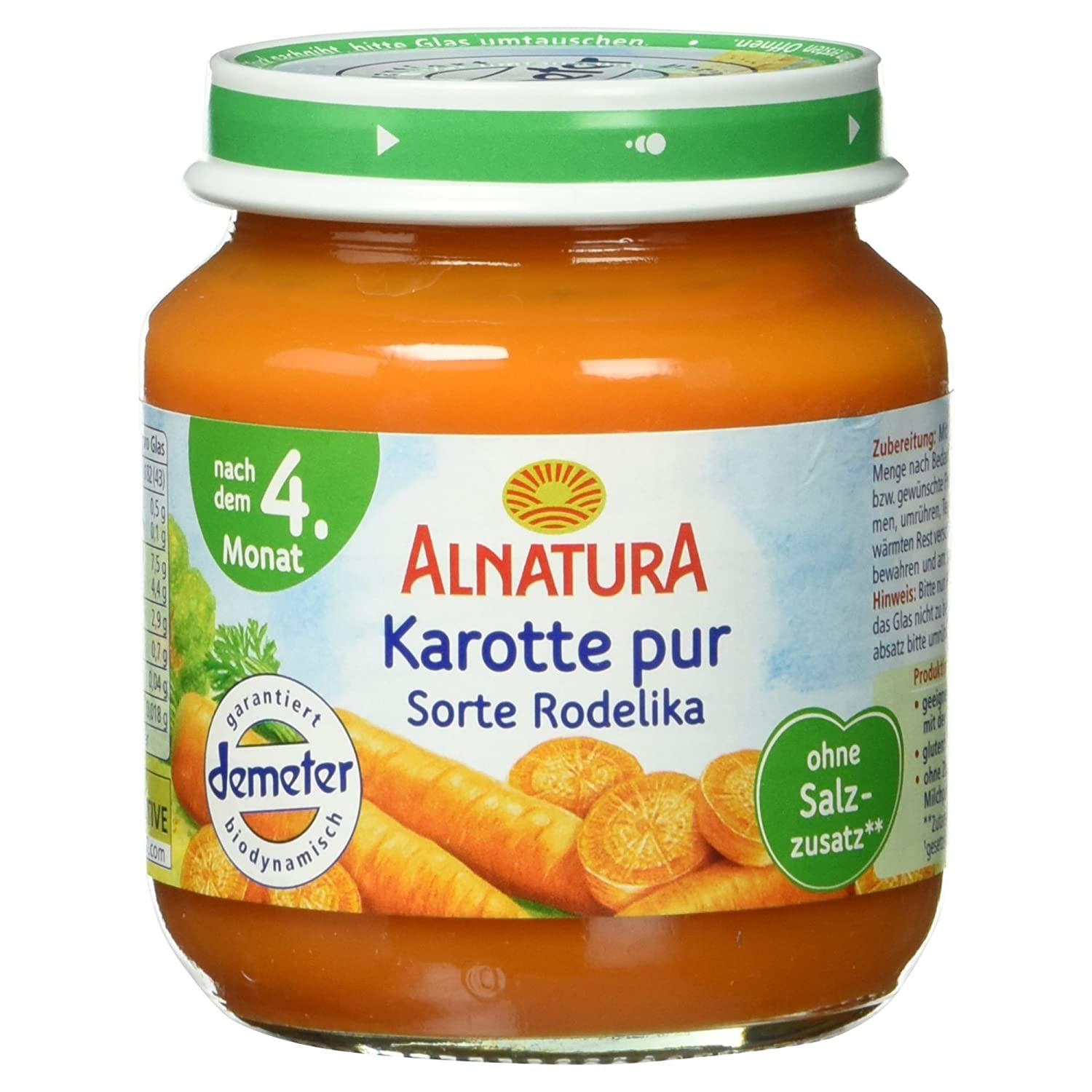 Alnatura Demeter Bio Karotte pur Rodelika, glutenfrei, 6er Pack (6 x 125 g)