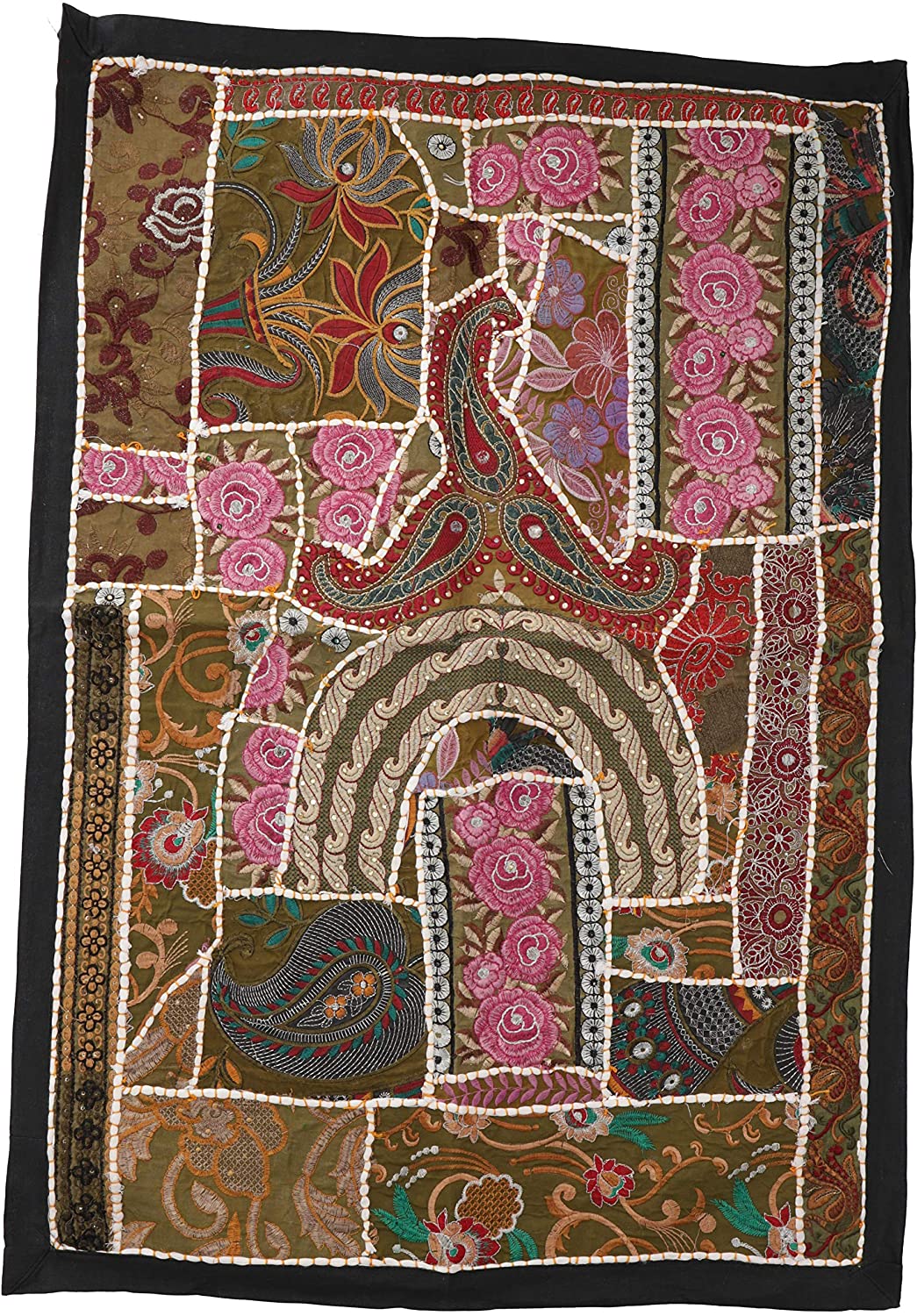 Guru-Shop Indian Tapestry Patchwork Wall Hanging 90 X 65 Cm Pattern 1 Wall 
