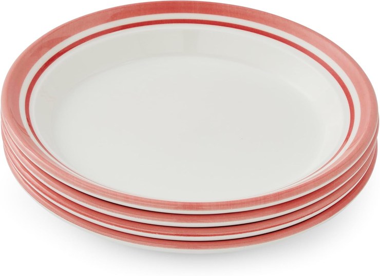 Potter\'s Stripe Side Plates, Red, Set of 4