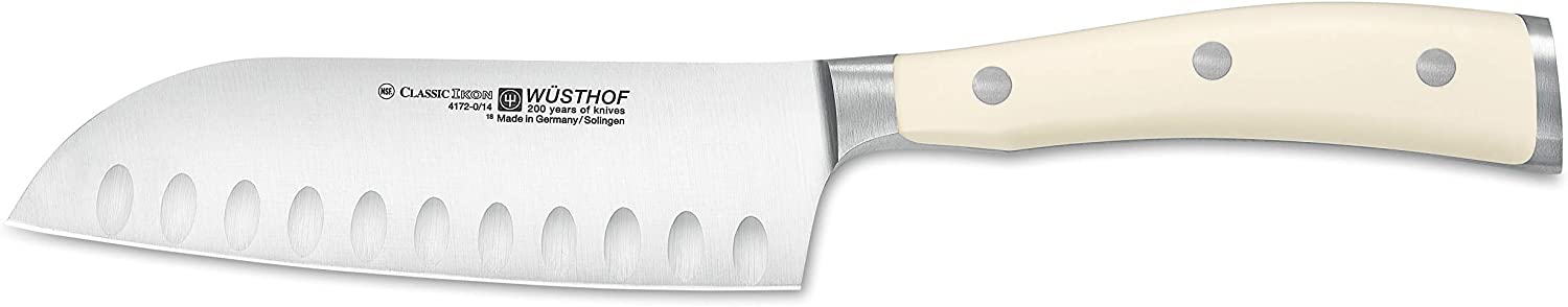 Wusthof Wüsthof Santoku Classic Ikon Crème (4172-6), 14 cm blade, Asian kitchen knife, forged design knife, white handle