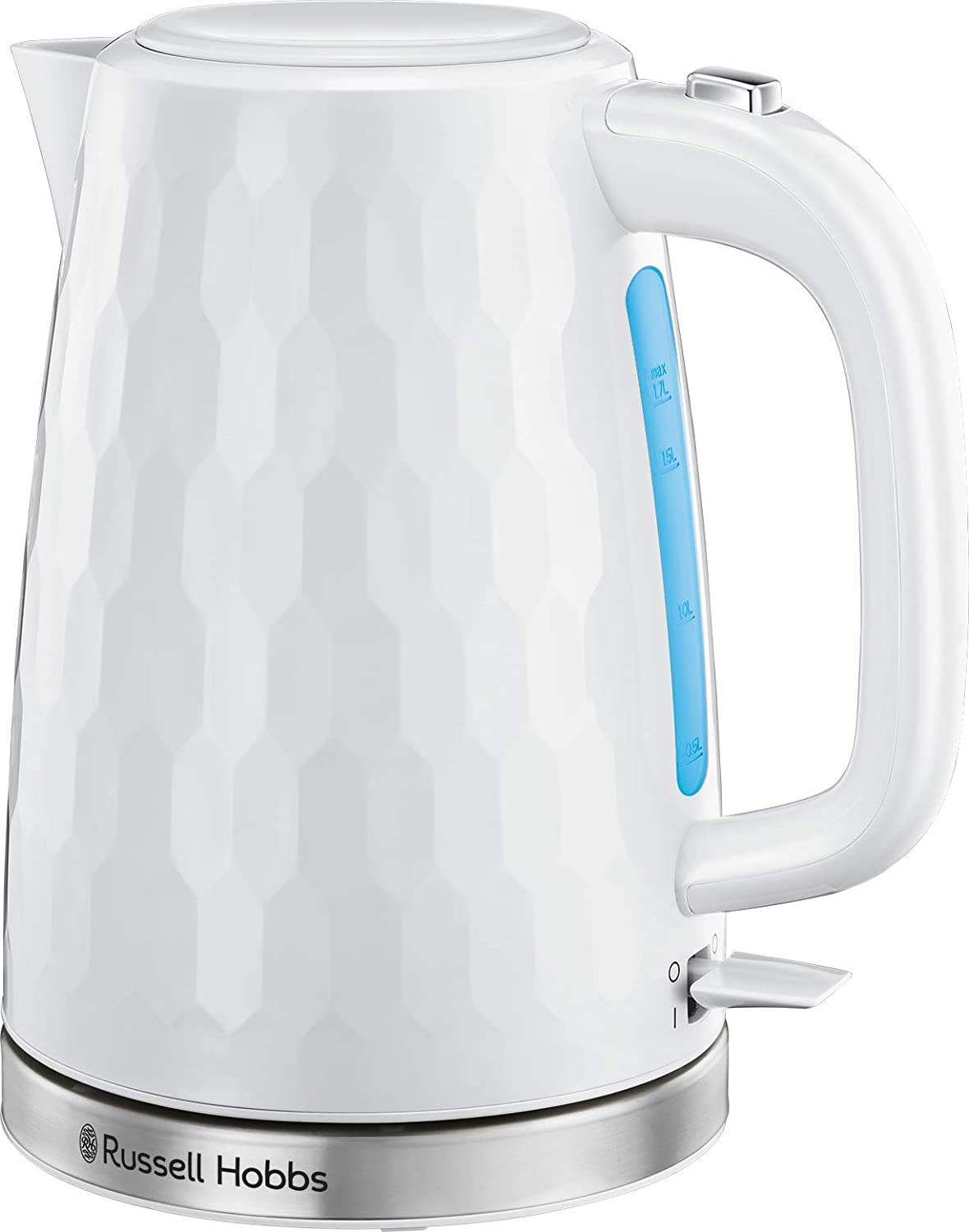 Russell Hobbs Wireless Kettle 26050 - Modern Honeycomb Design with Boil Dry Protection 1.7 Litre 3000 W White